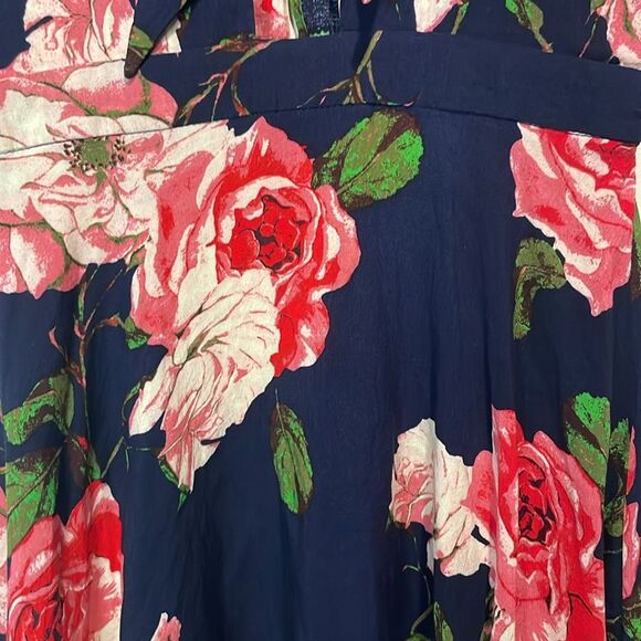 Anthropologie- Aakaa Black and Pink Floral Tie Front Mini Dress- Size Small - Picture 6 of 9